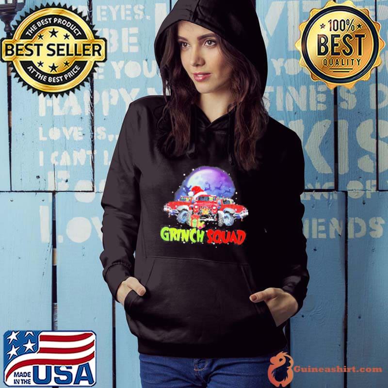 Grinch Hat Santa Car Jeep Grinch Squad Merry Christmas Shirt