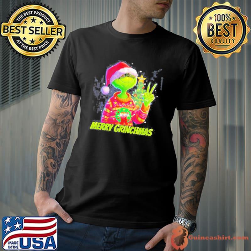 Grinch Hat Santa Pine Tree Jeep Merry Christmas Shirt Unisex