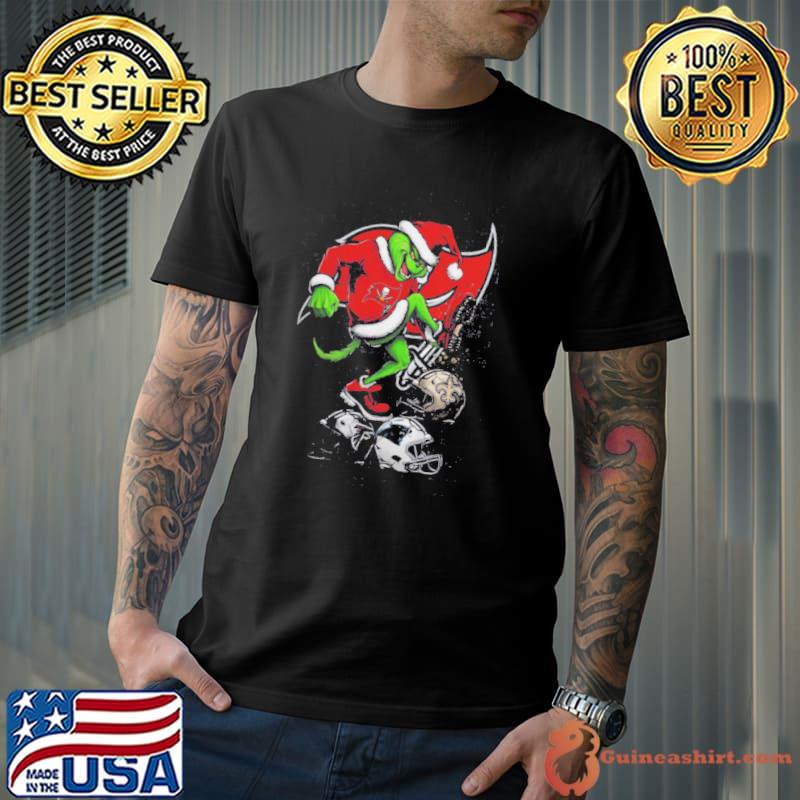 Grinch NFL Merch The Grinch Tampa Bay Buccaneers Stomp On NFL Teams Christmas Shirt