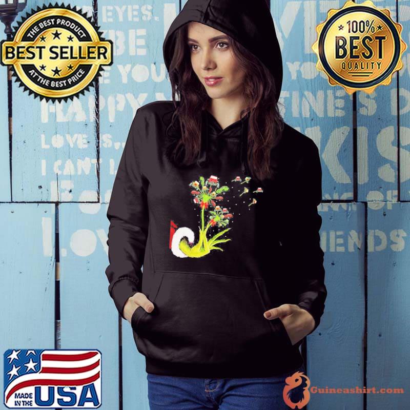 Grinch Santa Hug Flying Flower Car Jeep Merry Christmas Shirt