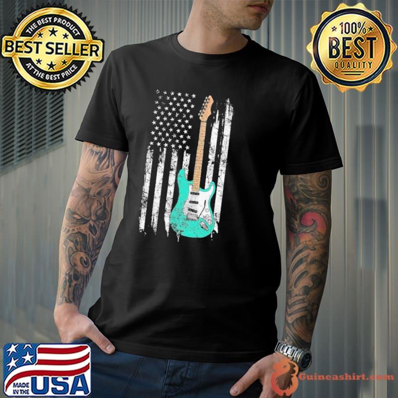 Guitar love american flag shirt