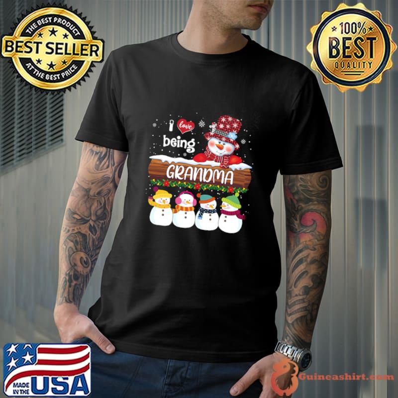 I Love Being Grandma Snowman Christmas Xmas Family Matching T-Shirt