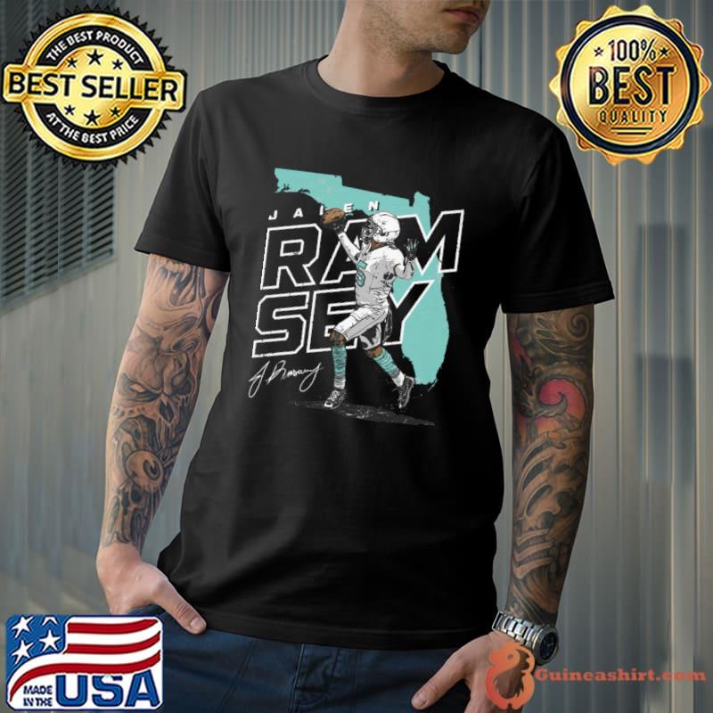 Jalen Ramsey Signature American football cornerback for the Miami Dolphins Player Map T-Shirt