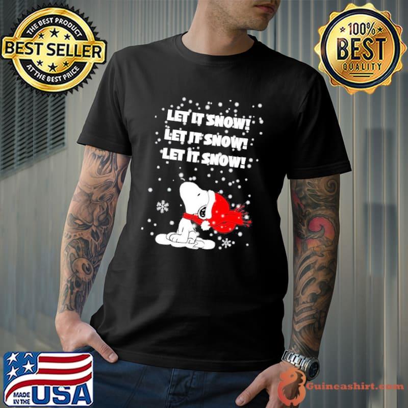 Let it snow let it snow let snow snoopy santa hat merry christmas shrit