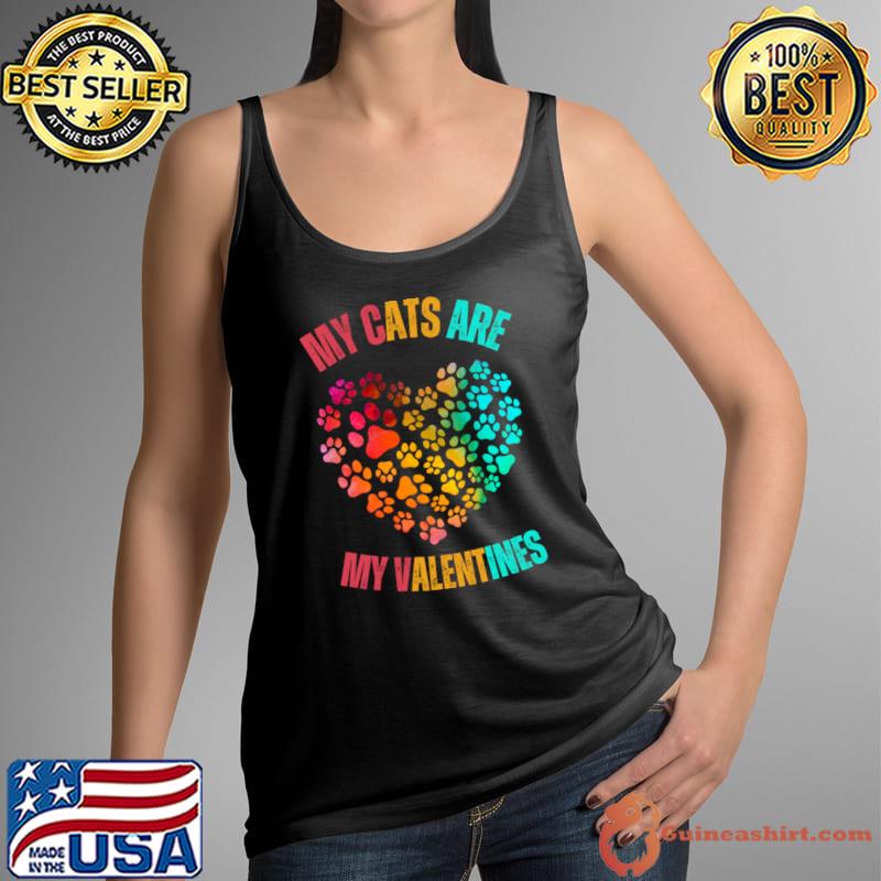 My cats are my valentines hearts color T-Shirt Tank Top