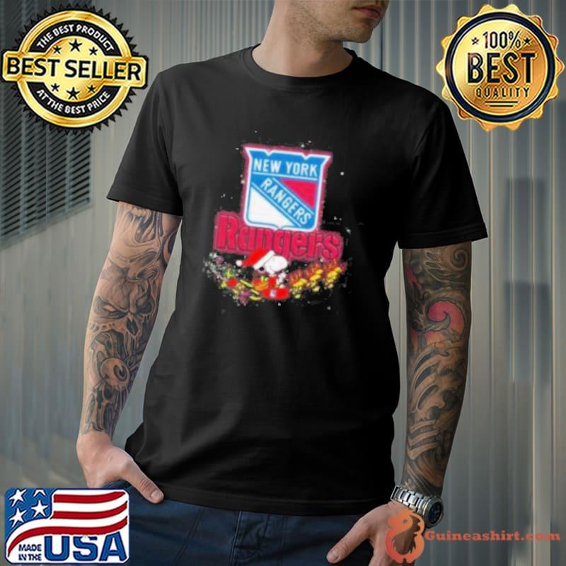 New York Rangers NHL Santa Snoopy and Woodstock Christmas Shirt
