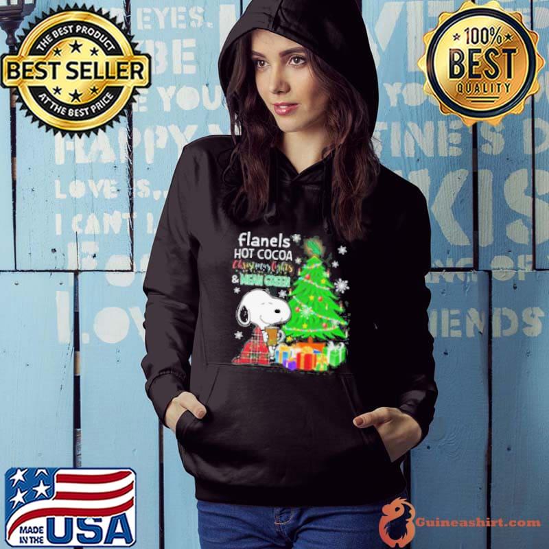 North Texas Mean Green Snoopy Flanels Hot Cocoa Christmas Lights Tree s Hoodie