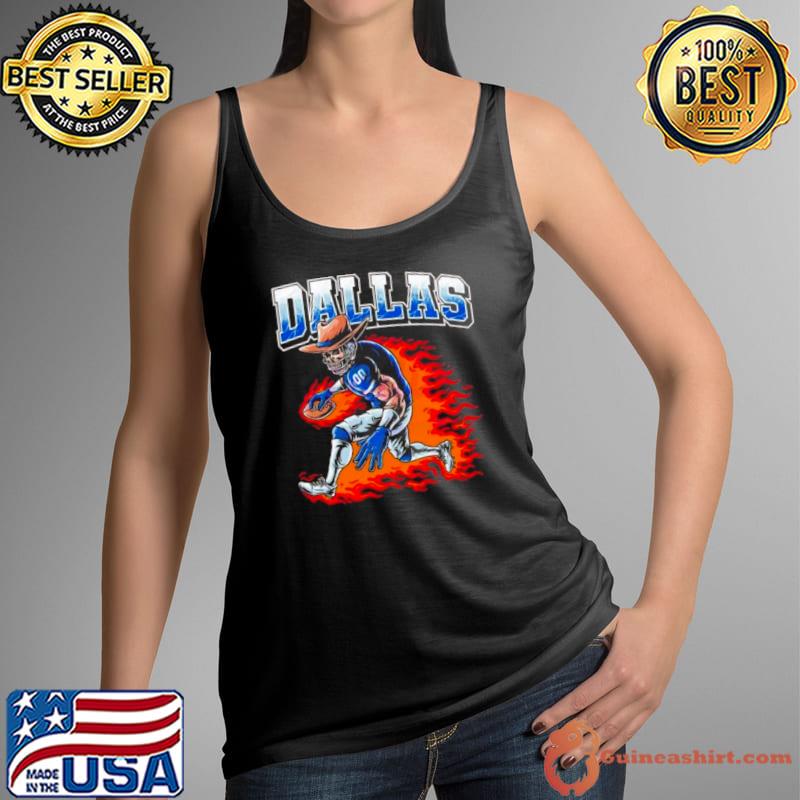 Official dallas Cowboys flaming skeleton player s Tank Top