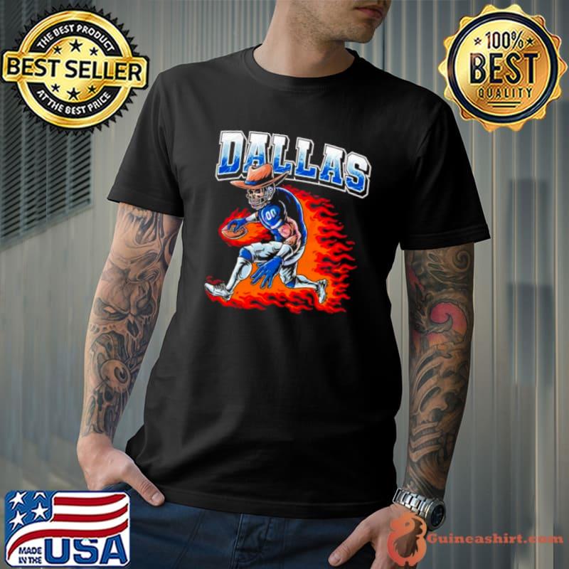 Official dallas Cowboys flaming skeleton player shirt