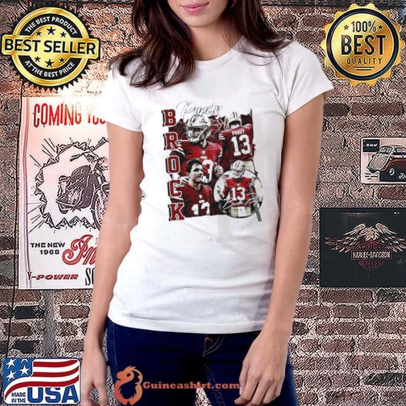 San Francisco 49ers football Brock Purdy player pose signature retro s Ladiestee