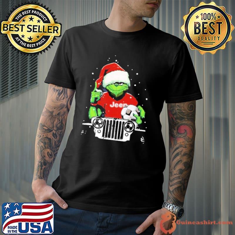 Santa Grinch hug Soccer Ball Jeep Christmas 2023 Shirt