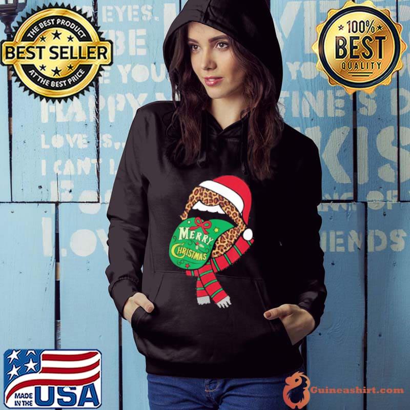 Santa Rolling Stone leopard Merry Christmas 2023 Shirt Hoodie