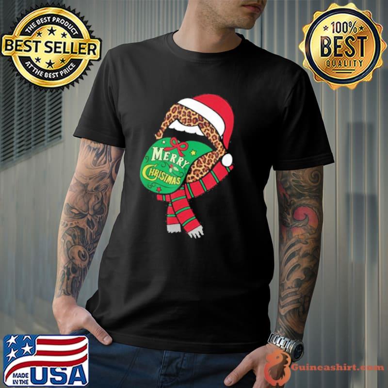Santa Rolling Stone leopard Merry Christmas 2023 Shirt