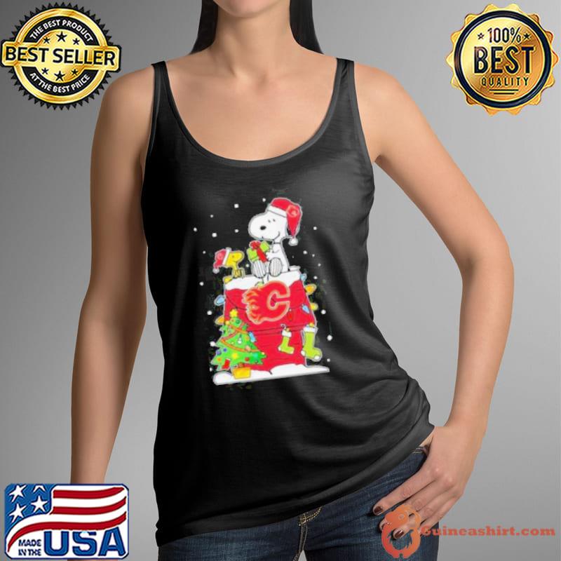Snoopy And Woodstock Calgary Flames Christmas Tree Shirt