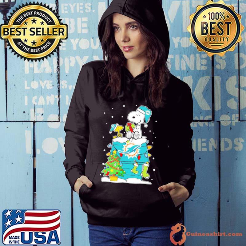 Snoopy And Woodstock Miami Dolphins Christmas Tree s Hoodie