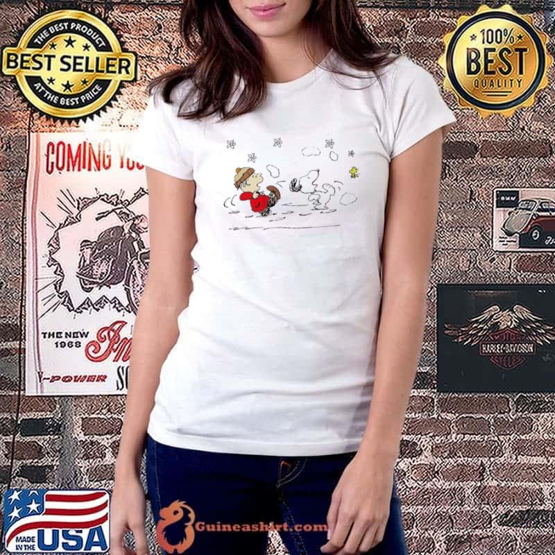 Snow Snoopy and Charlie Woodstock Merry Christmas s Ladiestee