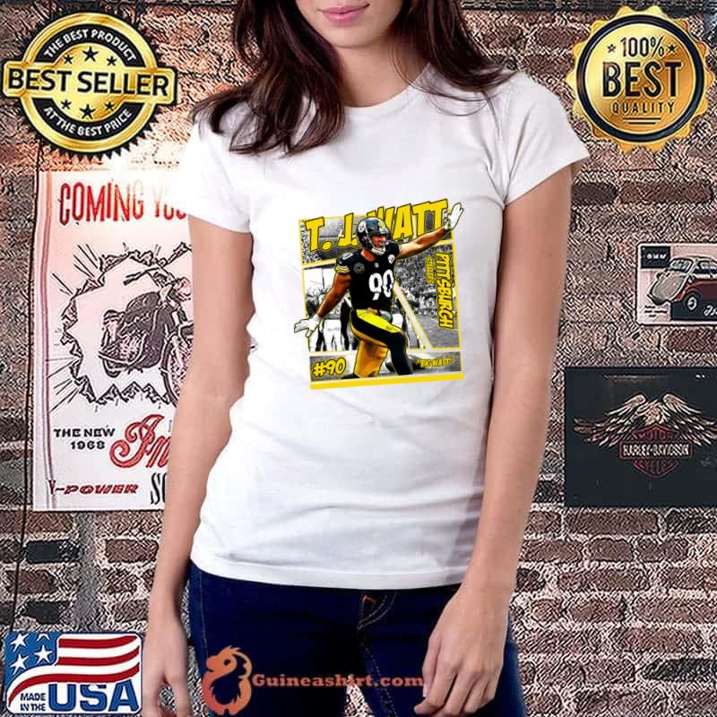 TJ Watt Comics American football linebacker for the Pittsburgh Steelers 90s T-Shirt Ladiestee