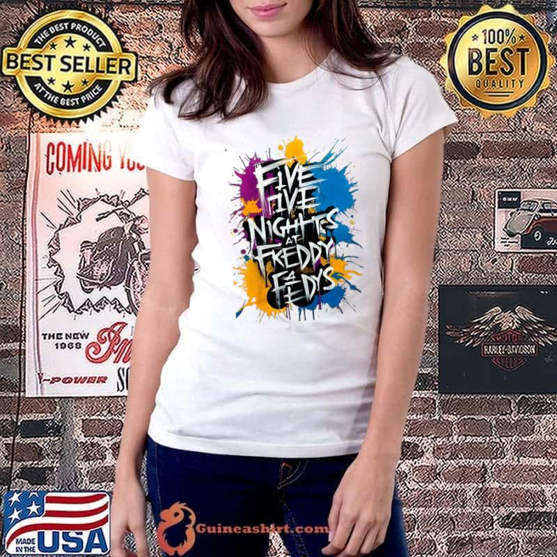 Typographic Five Nights at Freddy's Watercolor T-Shirt Ladiestee