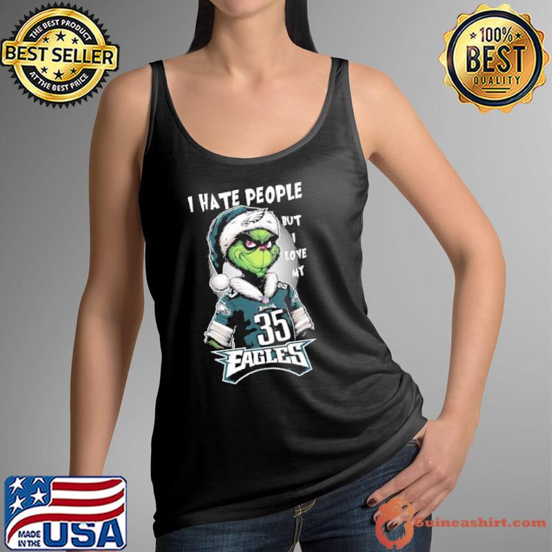 Xmas 2023 Santa Grinch I hate people but I love my Eagles Shirt Tank Top
