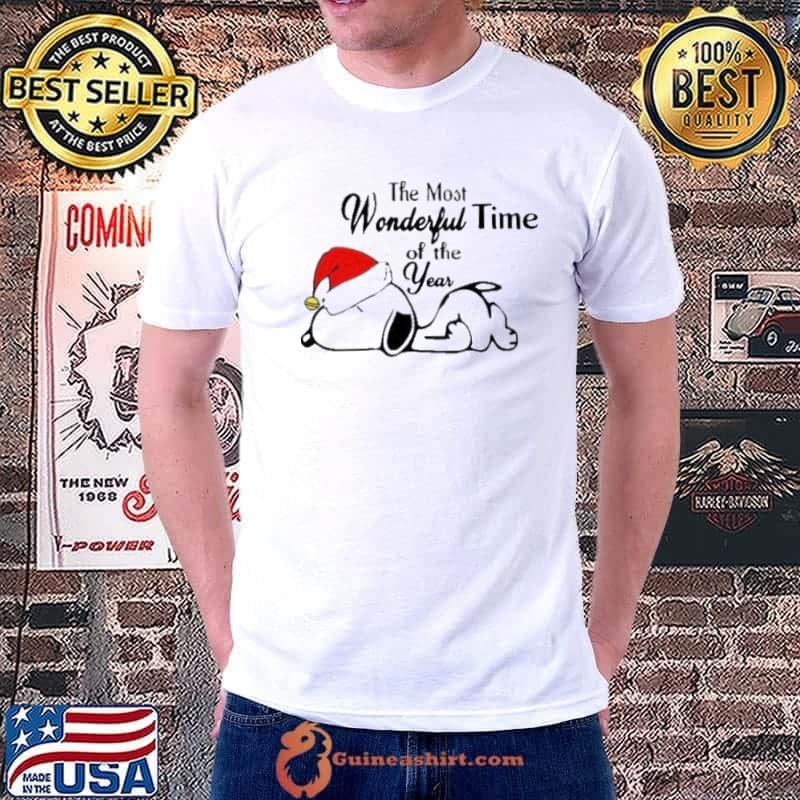 Xmas Santa Snoopy sleep the most Wonderful time of the year Shirt