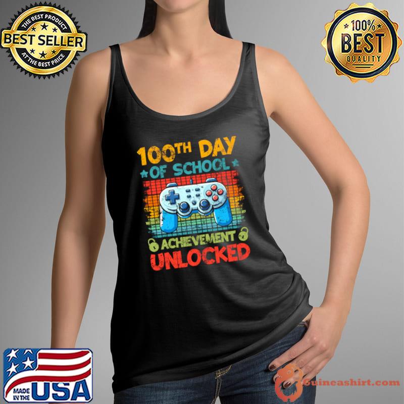 100th Day of school achievement unlocked video gamer vintage T-Shirt