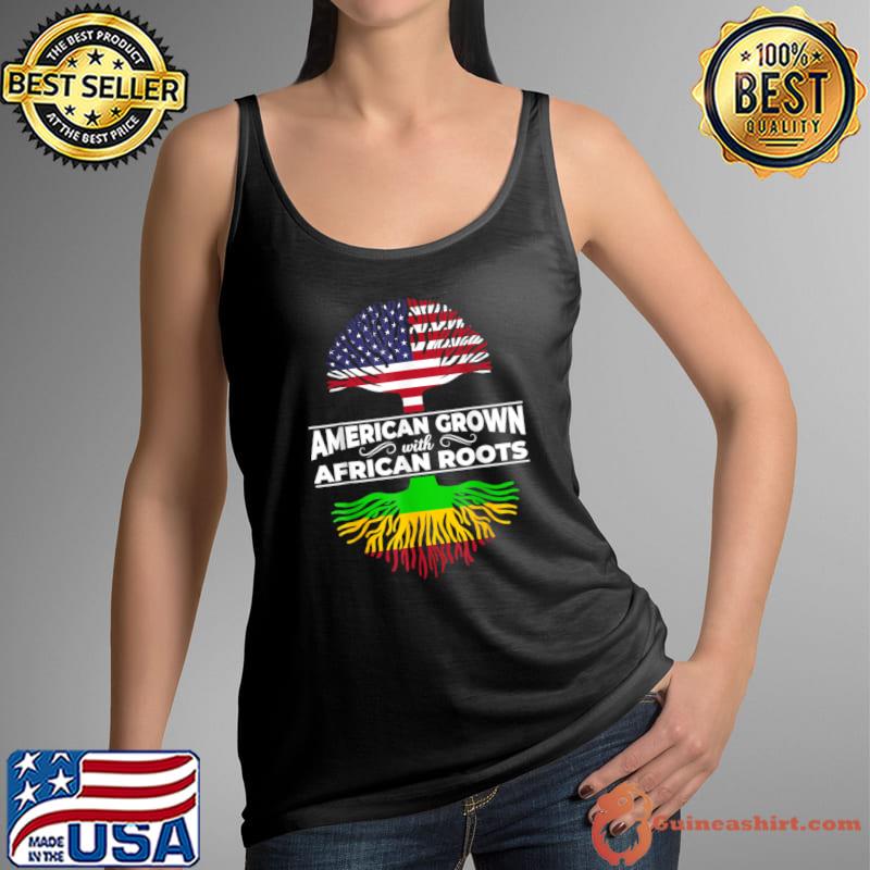 American Grown African Roots Usa Flag Black History Month T-Shirt