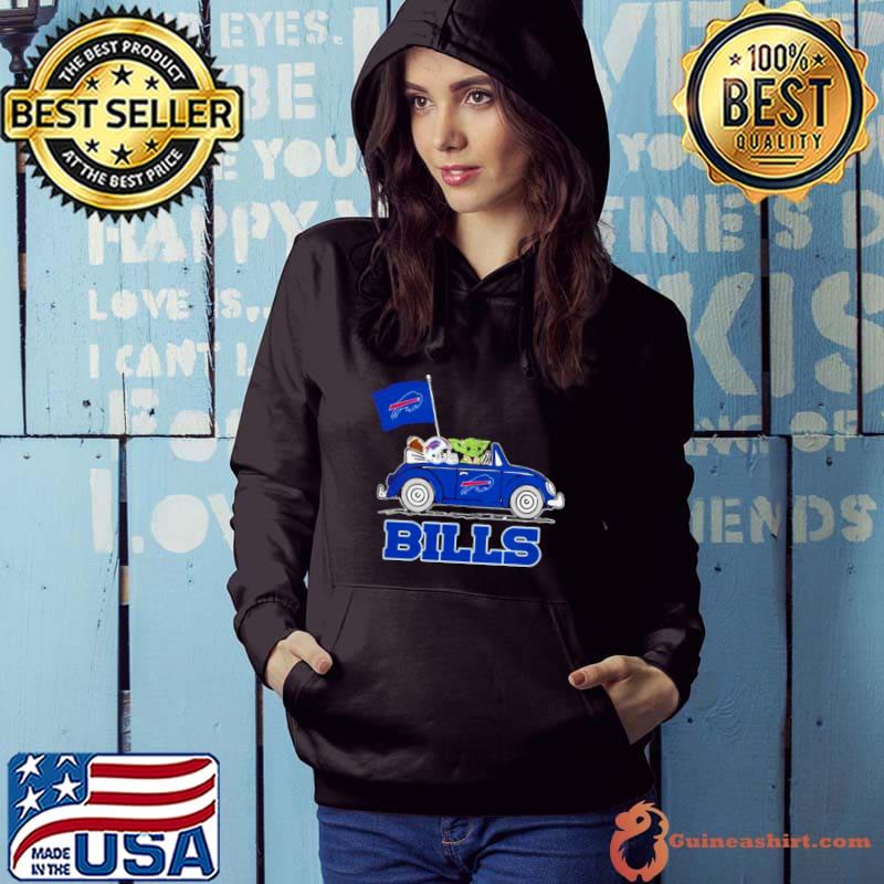 Baby Yoda Drive A Car Buffalo Bills Football Flag Logo Shirt Hoodie