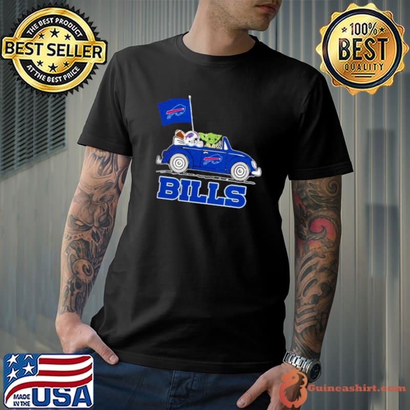 Baby Yoda Drive A Car Buffalo Bills Football Flag Logo Shirt Unisex