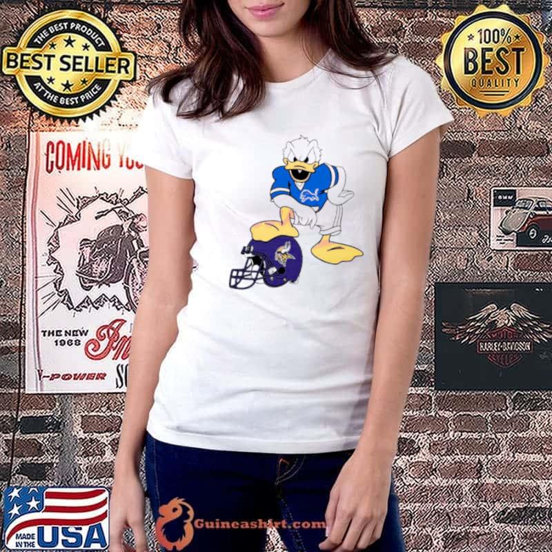 Best detroit Lions Donald Duck and Minnesota Vikings helmet football shirt