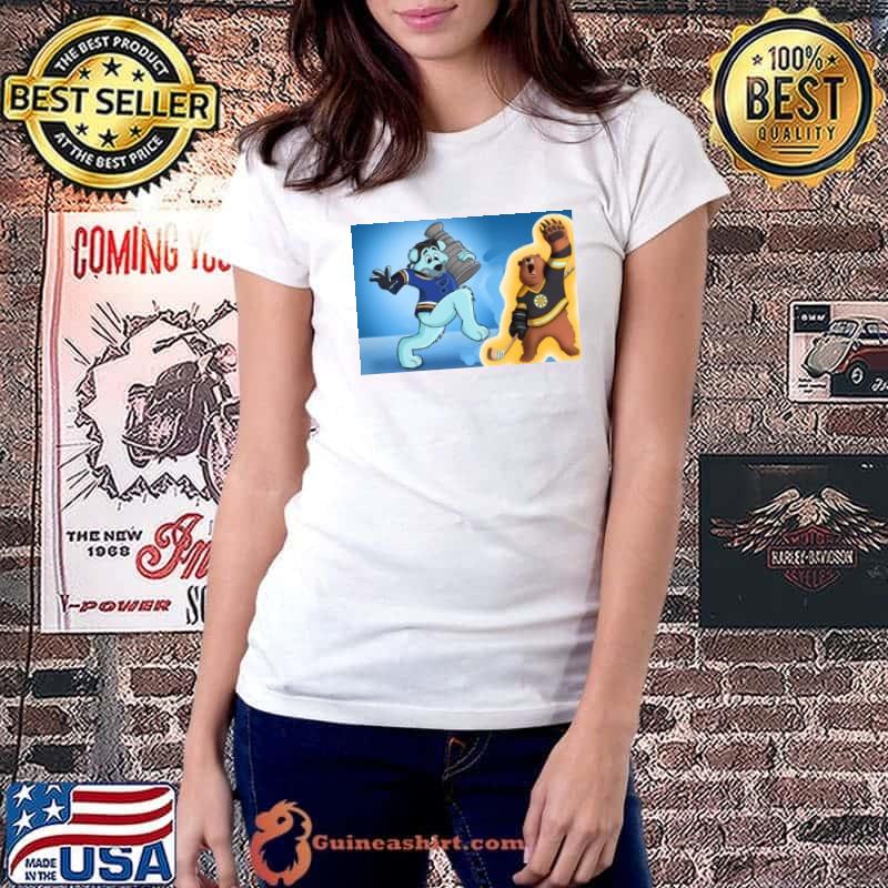 Boston Bruins VS St. Louis Blues NHL 2024 mascot cartoon hockey shirt
