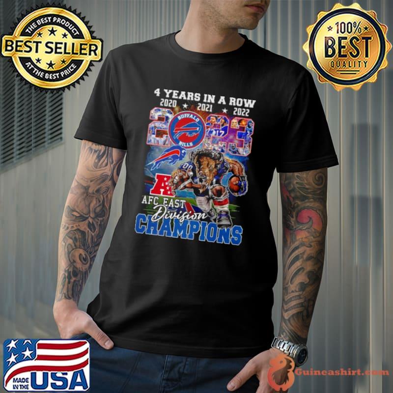 Buffalo Bills AFC East Division 4 Years In A Row 2020 2024 Mascot Logo Shirt