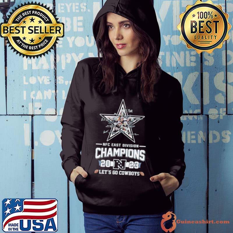 Cowboys 2023 NFC East Division Champions Let’s Go Cowboys Logo Signatures Shirt