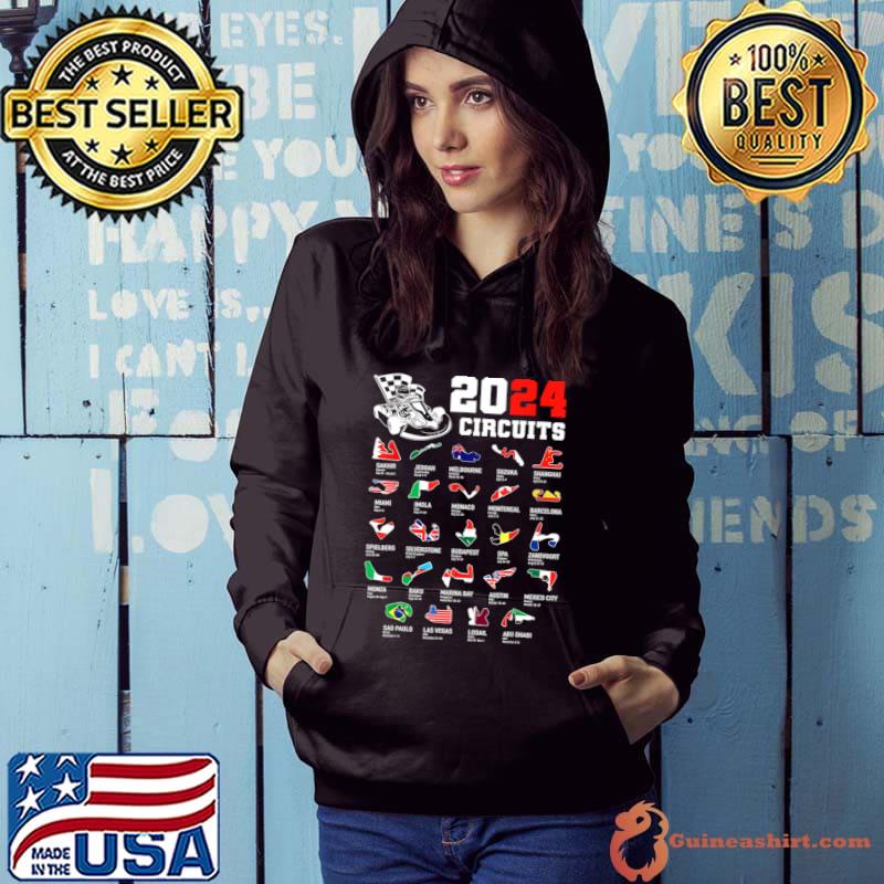 Formula One 2024 Calendar For Race Car Fan Circuits Race T-Shirt Hoodie