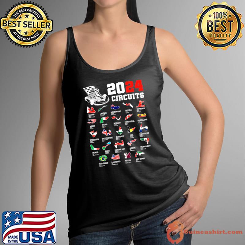 Formula One 2024 Calendar For Race Car Fan Circuits Race T-Shirt