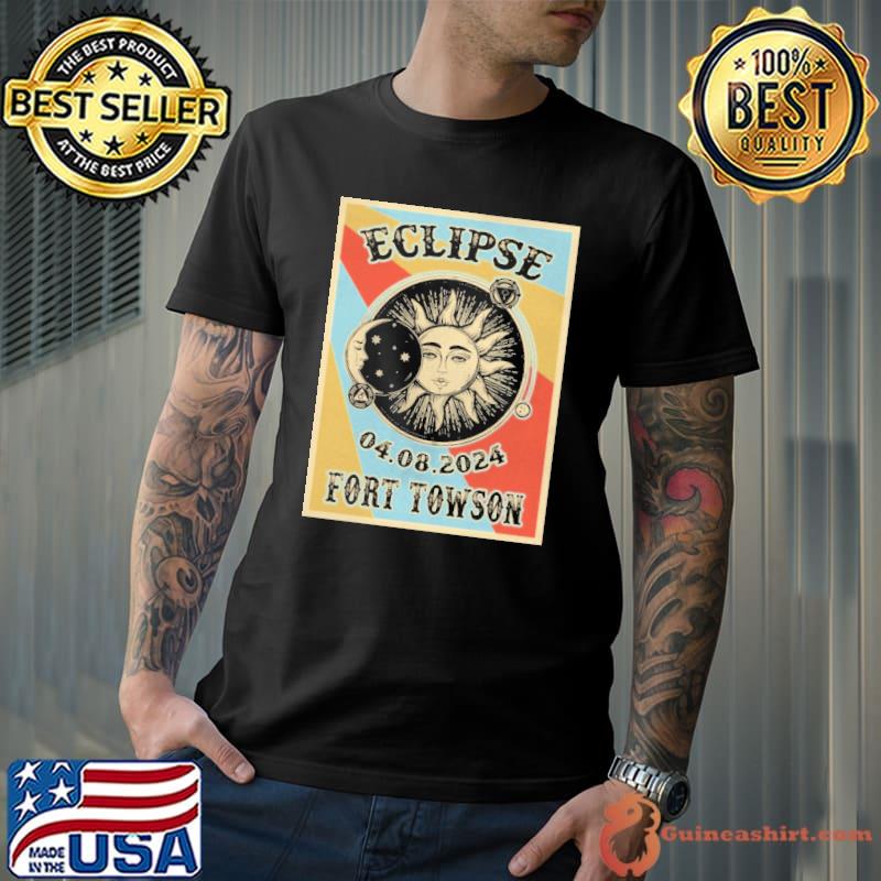 Fort Towson Solar Eclipse 2024 Sun And Moon Retro shirt