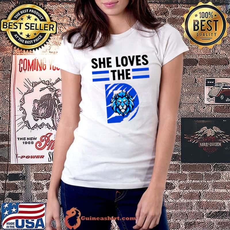 Funny she loves the Detroit Lions football shirt