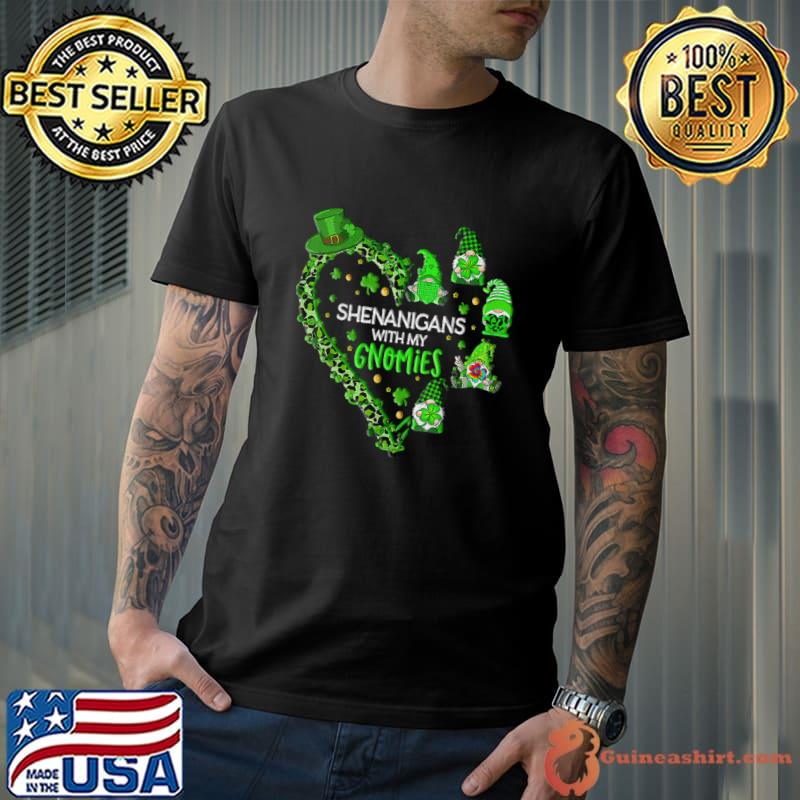 Gnomes St Patrick's Day Shenanigans With My Gnomies Shamrock Leopard T-Shirt