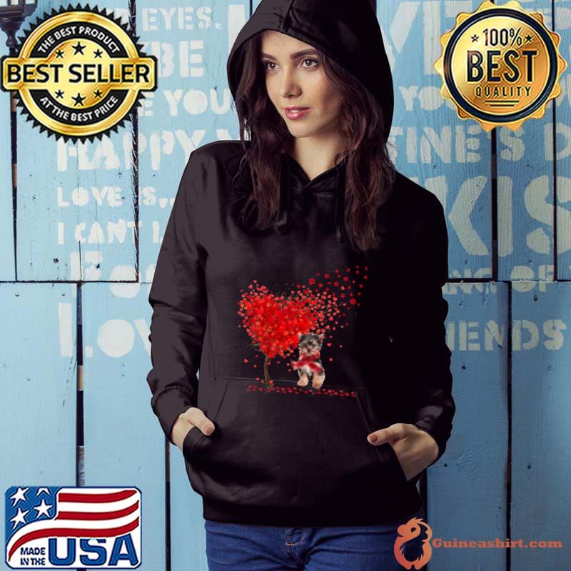 Happy Valentine's Day Heart Tree Love Yorkshire Terrier T-Shirt Hoodie