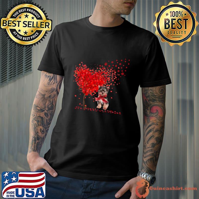 Happy Valentine's Day Heart Tree Love Yorkshire Terrier T-Shirt Unisex