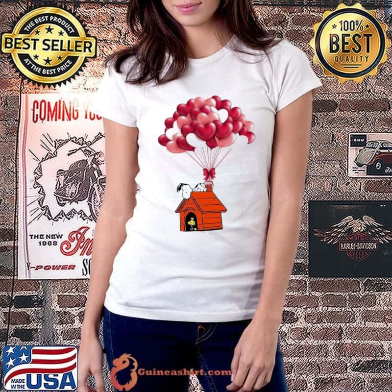 Heart Balloon Snoopy Woodstock Happy Valentine Day shirt