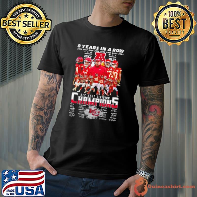 Kansas City Chiefs 8 years In A Row 2016 2023 AFC West Division Champions Signatures Shirt