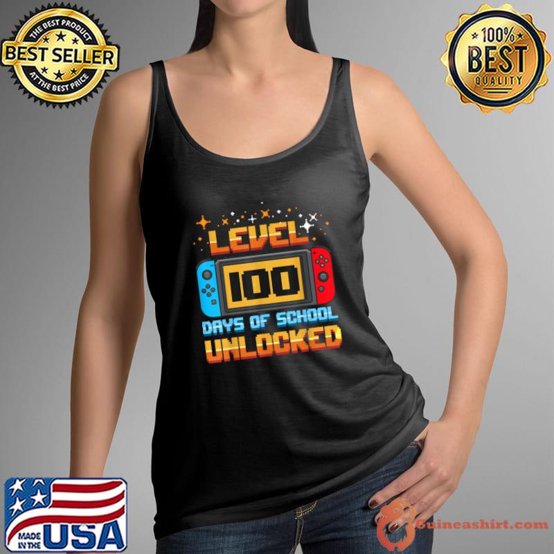Level 100 Days Of School Unlocked Gamer 100th Day T-Shirt