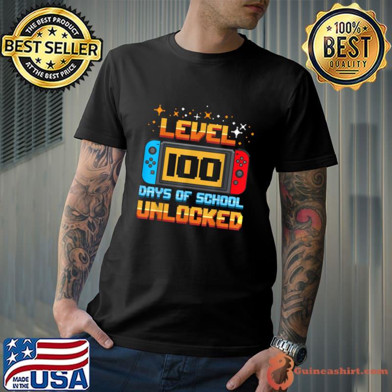 Level 100 Days Of School Unlocked Gamer 100th Day T-Shirt Unisex