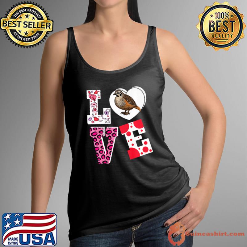 Love Quail Bird Valentine Day Leopard T-Shirt