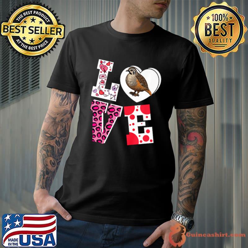 Love Quail Bird Valentine Day Leopard T-Shirt Unisex