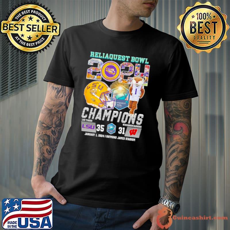 LSU Tigers 2024 Reliaquest Bowl Champions Victory Wisconsin 35 31 Shirt Unisex