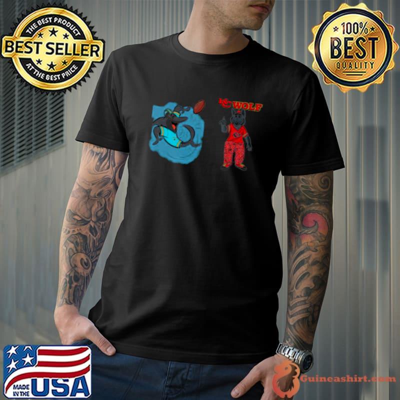 Miami Dolphins VS Kansas City Chiefs NFL 2024 mascot cartoon football shirt