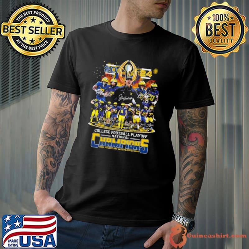 Michigan Wolverines Team Football 2024 College Football Playoff National Champions Signatures Shirt Unisex