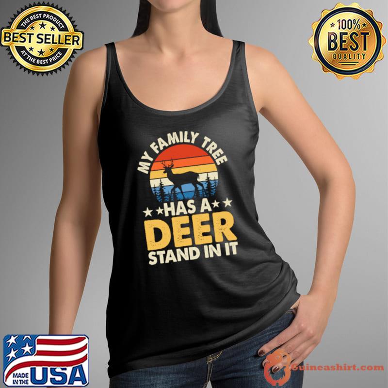 My Family Tree Has A Deer Stand In It Stars Vintage Sunset T-Shirt