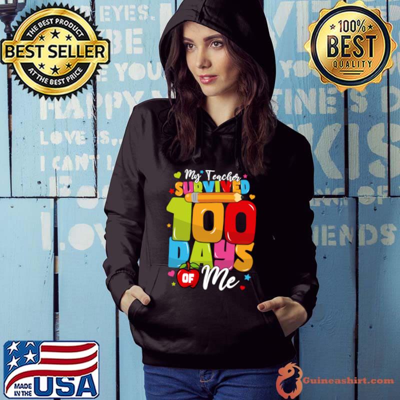 My teacher survived 100 days me pencils stars 100Th Day of School T-Shirt Hoodie